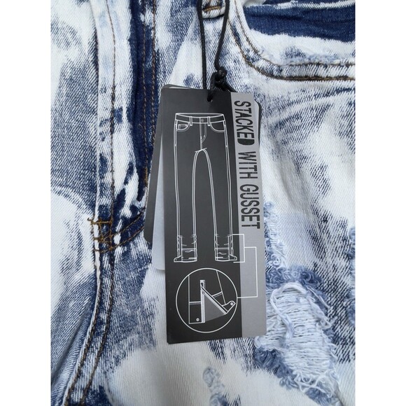 Decibel Stacked With Gusset Jeans Patched Distressed Ice Wash Denim Men’s 30x35 - Picture 12 of 16